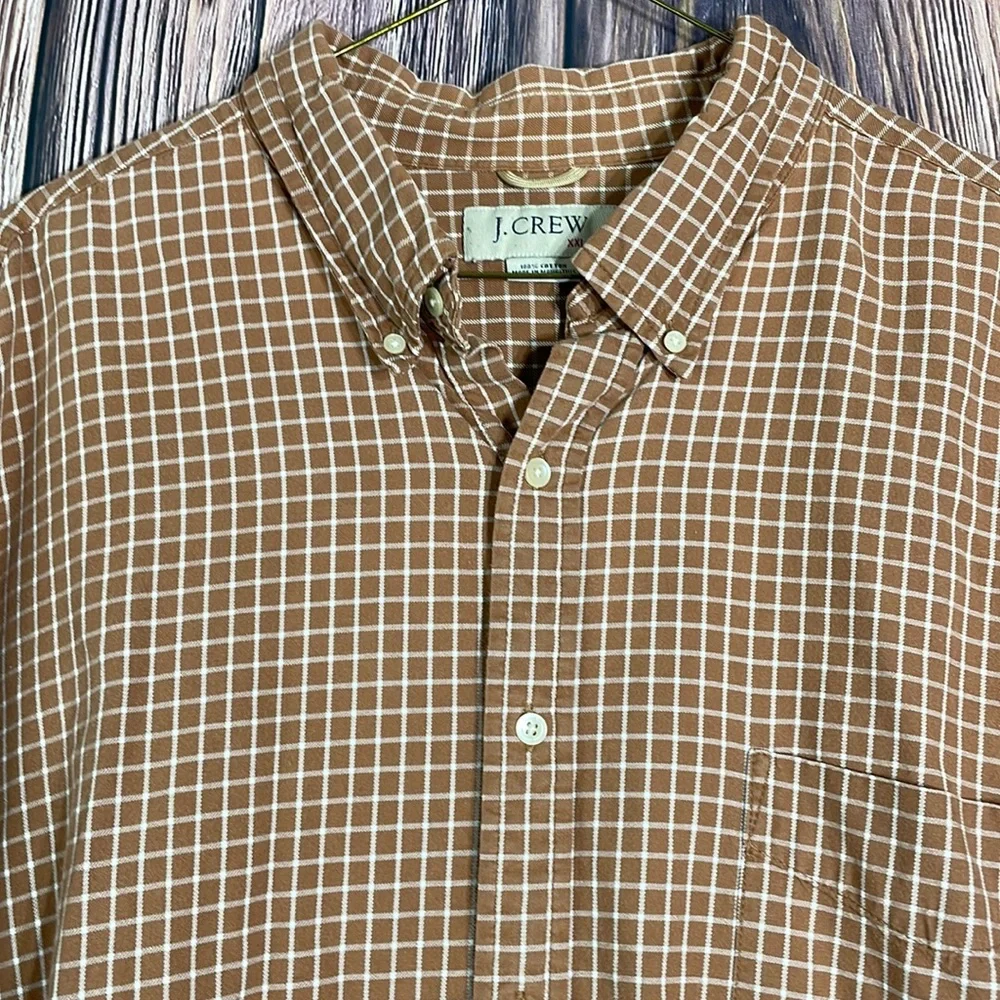 J. CREW MEN SHIRT Size XXL Color Brown White